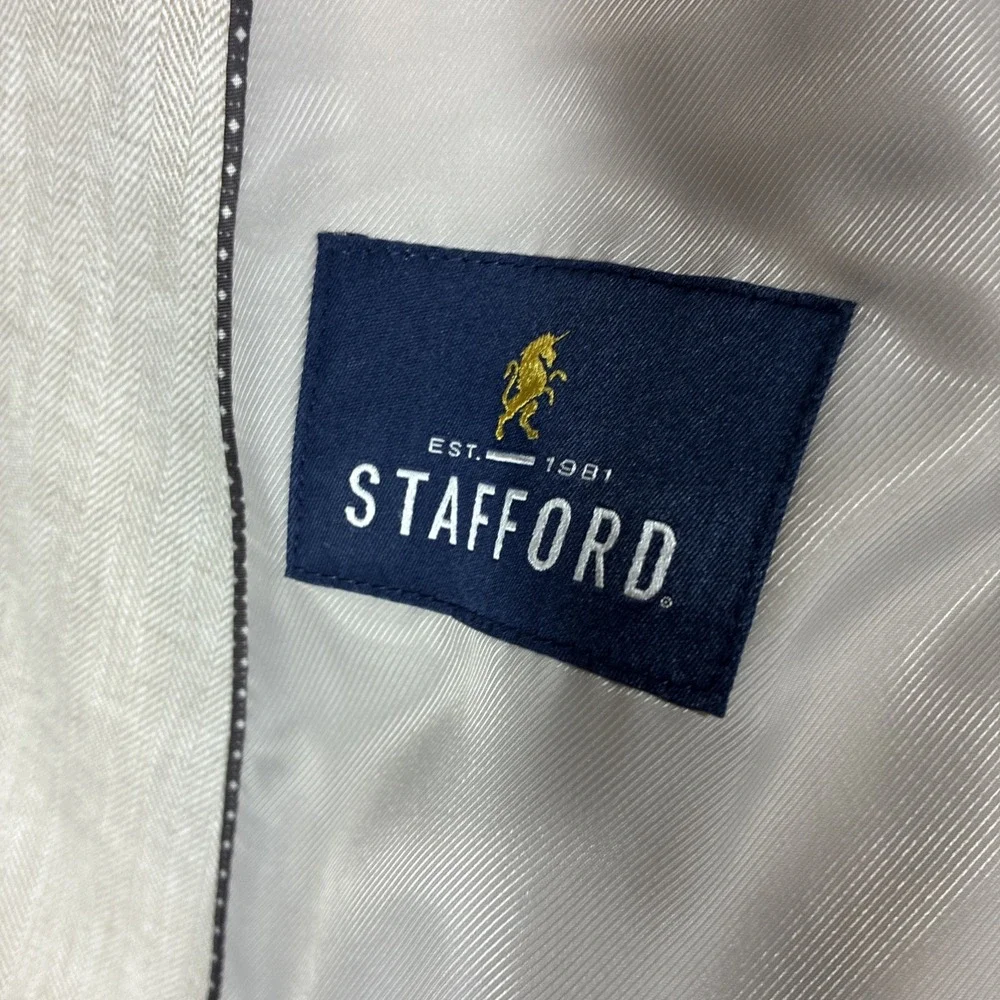Stafford Blazer Men's Size 50R Linen Blend Sport Coat Suit Jacket Beige Coastal
